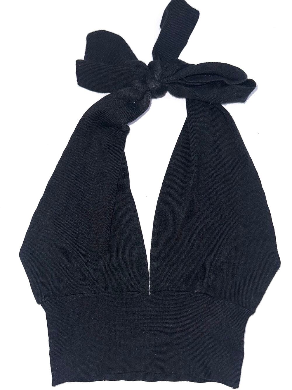 Urban Outfitters Black Isla Convertible Halter Sweater Knit Crop Top Size XS